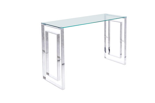 Consola din sticla si metal Alucia C Transparent / Crom, l120xA40xH78 cm