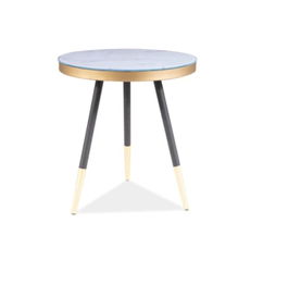 Masa de cafea, din sticla si metal Varius C Alb / Auriu, Ø45xH50 cm