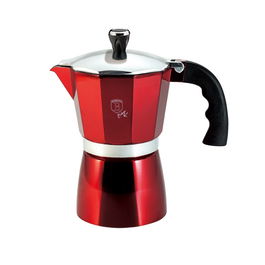 Espressor manual din aluminiu, 3 cesti, Metallic Line Burgundy