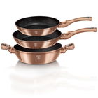 Set 3 tigai din aluminiu cu invelis antiaderent de marmura, Metallic Line Rose Gold