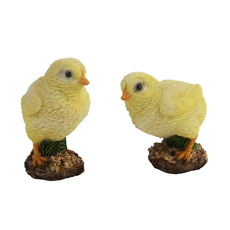 Decoratiune de gradina, din polirasina, Chicks Galben, Modele Asortate, L6,3xl5xH8,8 cm
