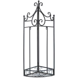 Etajera pliabila pentru ghivece gradina / terasa, din metal, Etager Tall Corner Negru, L23,3xl23,5xH79 cm