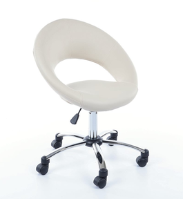 Scaun de birou, tapitat cu piele ecologica Qwin-128 Cream, l60xA41xH75-88 cm