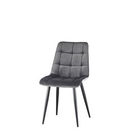 Scaun tapitat cu stofa si picioare metalice Coral Velvet Gri / Negru, l51xA44xH89 cm