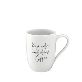 Cana din portelan, Statement Keep Calm and drink coffee, Alb, 340 ml, Villeroy & Boch