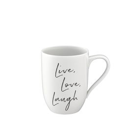 Cana din portelan, Statement Live Love Laugh, Alb, 340 ml, Villeroy & Boch