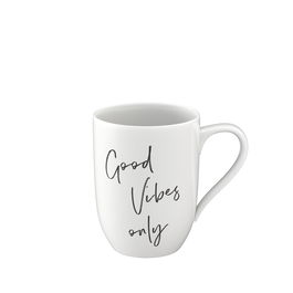Cana din portelan, Statement Good Vibes Only, Alb, 340 ml, Villeroy & Boch
