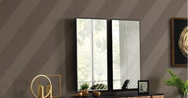 Set 2 oglinzi decorative din pal Monaco Negru, l51xH102 cm