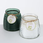 Set 2 Lumanari Parfumate Citronella, Verde/Alb, din Parafina in Pahar de Sticla, Timp de Ardere 40H, Rotunde Ø12xH13 cm