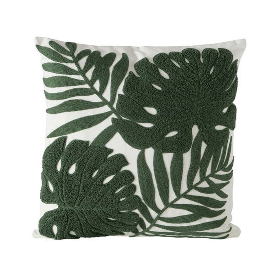 Perna decorativa din bumbac Florala Verde / Alb, L45xl45 cm