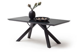 Masa din sticla si metal Everett Negru, L180xl95xH75 cm