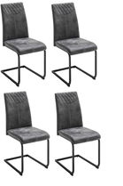 Set 4 scaune tapitate cu stofa si picioare metalice, Aosta Antracit / Negru, l42xA59xH95 cm