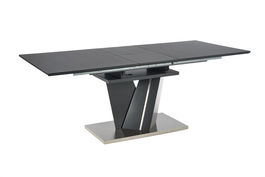 Masa extensibila din sticla, MDF si metal, Salvo Gri inchis, L160-200xl90xH77 cm