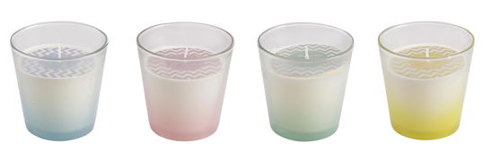 BIZZOTTO, Set 4 Lumanari Parfumate Shade, Multicolor, din Parafina in Pahar de Sticla, Rotunde Ø7,5xH7,5 cm