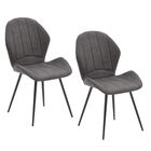 Set 2 scaune tapitate cu stofa si picioare metalice, Lima Antracit, l51xA56xH89 cm