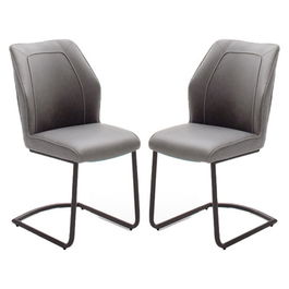 Set 2 scaune tapitate cu stofa si piele ecologica, cu picioare metalice Aberdeen Gri / Negru, l50xA62xH92 cm