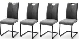 Set 4 scaune tapitate cu stofa, cu picioare metalice Adana Gri / Negru, l44xA60xH101 cm