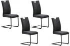 Set 4 scaune tapitate cu stofa, cu picioare metalice Adana Antracit / Negru, l44xA60xH101 cm