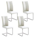 Set 4 scaune tapitate cu piele ecologica si picioare metalice, Paulo II Alb / Crom, l42xA61xH104 cm