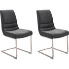 Set 2 scaune tapitate cu stofa si picioare metalice, Montera Swing Antracit / Crom, l45xA63xH90 cm