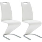 Set 2 scaune tapitate cu piele ecologica si picioare metalice, Amado Alb / Crom, l45xA62xH102 cm
