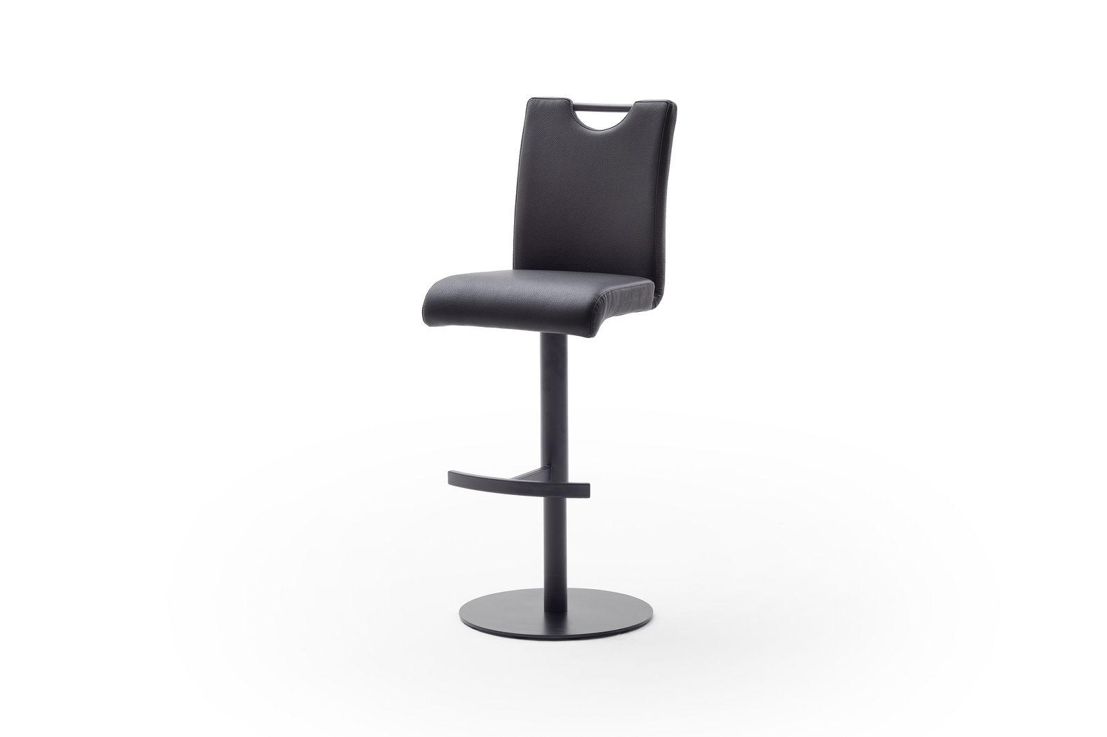 Scaun de bar rotativ tapitat cu piele ecologica si picior metalic, Alesi Negru, l42xA51xH91-116 cm