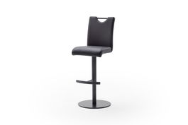 Scaun de bar rotativ tapitat cu piele ecologica si picior metalic, Alesi Negru, l42xA51xH91-116 cm