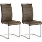 Set 2 scaune tapitate cu piele ecologica si picioare metalice, Pescara Maro / Crom, l42xA56xH102 cm
