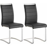 Set 2 scaune tapitate cu piele ecologica si picioare metalice, Pescara Negru / Crom, l42xA56xH102 cm