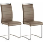 Set 2 scaune tapitate cu piele ecologica si picioare metalice, Pescara Capuccino / Crom, l42xA56xH102 cm
