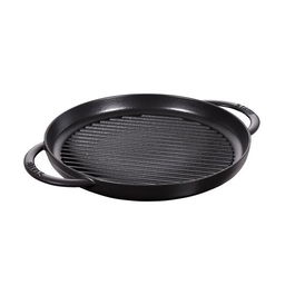 Tigaie grill, din fonta cu invelis antiaderent de email negru mat, Ø30 cm, Staub Negru
