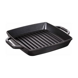 Tigaie grill, din fonta cu invelis antiaderent de email negru mat, L28xl28 cm, Staub Negru