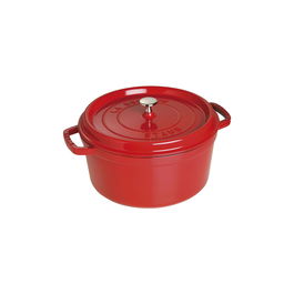 Cratita din fonta cu invelis antiaderent de email negru mat si capac, Ø20 cm, 2,2L, Staub Cocotte Cherry