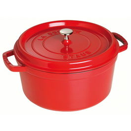 Oala din fonta cu invelis antiaderent de email negru mat si capac, Ø 30 cm, 8,35L, Staub Cocotte Cherry