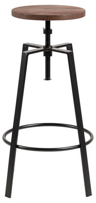 Scaun de bar din lemn si metal, Goose Natural / Negru, Ø41xH67-87 cm