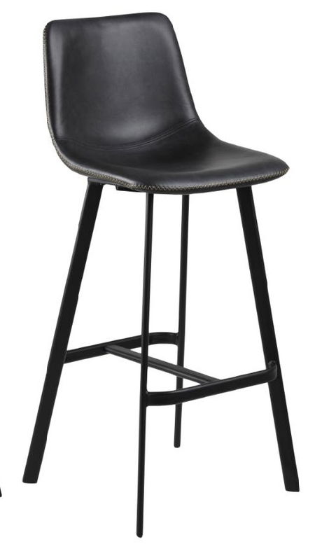 Scaun de bar tapitat cu piele ecologica si picioare metalice, Oregon Negru, l46,5xA50xH103 cm