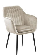 Scaun tapitat cu stofa si picioare metalice Emilia Velvet Bej / Negru, l57xA61xH83 cm