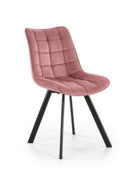 Scaun tapitat cu stofa si picioare metalice, Kai-332 Velvet Roz / Negru, l46xA61xH84 cm