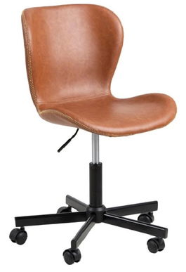 Scaun de birou ergonomic tapitat cu piele ecologica, Batilda A-1 Camel / Negru, l55xA54xH87 cm