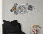 Decoratiune metalica de perete, Grey Flowers B Multicolor, l84xA9,5xH48 cm