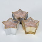 Set 3 Lumanari Decorative Delisa, Auriu / Argintiu, din Parafina in Suport de Sticla, Stelute Ø10xH6 cm