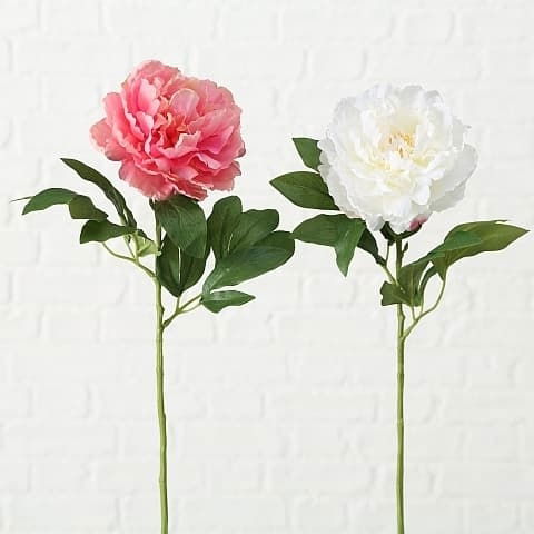 Set 2 flori artificiale Peony Alb / Roz, H66 cm