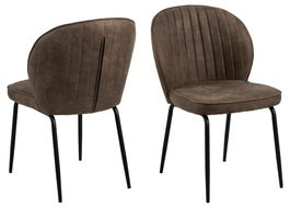 Set 2 scaune tapitate cu stofa si picioare metalice, Patricia Maro / Negru, l52xA57,5xH82 cm