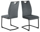 Set 2 scaune tapitate cu stofa si picioare metalice, Ulla Velvet Gri inchis / Negru, l43xA58xH100 cm