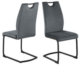 Set 2 scaune tapitate cu stofa si picioare metalice, Ulla Velvet Gri inchis / Negru, l43xA58xH100 cm