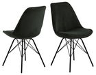Set 2 scaune tapitate cu stofa si picioare metalice Eris Verde inchis / Negru, l48,5xA54xH85,5 cm