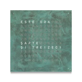QLOCKTWO, Ceas de perete, din otel, 110 Litere, display cu LED in limba Romana, Classic Creator's Vintage Copper, 45 x 45 cm