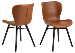 Set 2 scaune tapitate cu piele ecologica si picioare metalice Batilda A-1 Maro / Negru, l47xA53xH82,5 cm