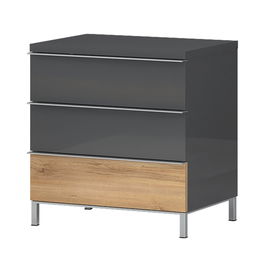 Noptiera din pal, cu 3 sertare, Onyx Large Antracit / Nuc Pacific, l56xA40xH59 cm