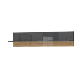 Etajera suspendata din pal, Onyx Large Antracit / Nuc Pacific, l128xA21xH35 cm